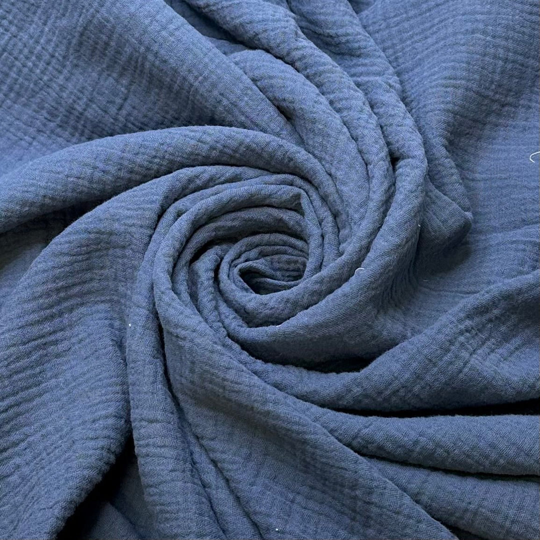 Air Cadet Blue - Crinkle Cotton Woven - Blue - 2.3M Bundle - True Deadstock fabric Fabric by private - Sustainable Textile | FABCYCLE