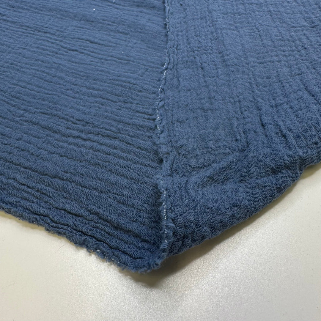 Air Cadet Blue - Crinkle Cotton Woven - Blue - 2.3M Bundle - True Deadstock fabric Fabric by private - Sustainable Textile | FABCYCLE
