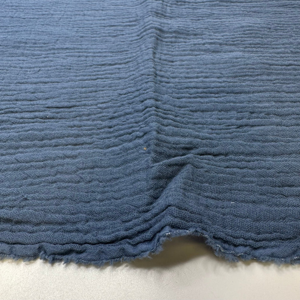 Air Cadet Blue - Crinkle Cotton Woven - Blue - 2.3M Bundle - True Deadstock fabric Fabric by private - Sustainable Textile | FABCYCLE