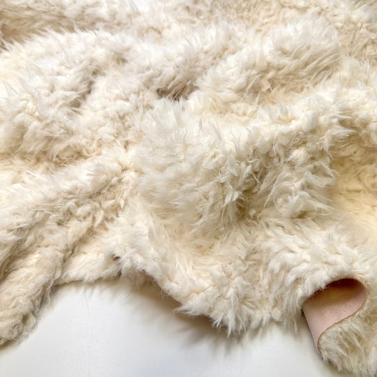 Albino Chewbacca - Faux Fur Suede Backing Polyester Blend Woven - Light White/Pink - Bundles - True Deadstock fabric Fabric by private - Sustainable Textile | FABCYCLE