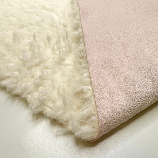 Albino Chewbacca - Faux Fur Suede Backing Polyester Blend Woven - Light White/Pink - Bundles - True Deadstock fabric Fabric by private - Sustainable Textile | FABCYCLE