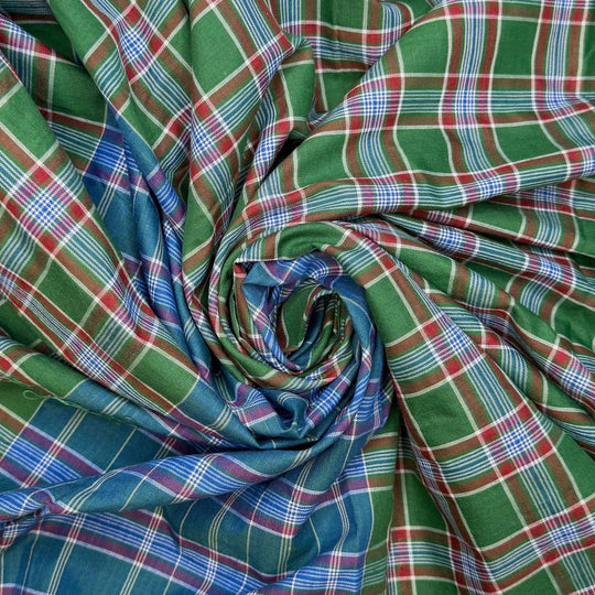 All According To Plaid - Polyester Blend Woven - Dark Green/Blue Plaid - 1.95M Bundle - True Deadstock fabric Fabric by private - Sustainable Textile | FABCYCLE