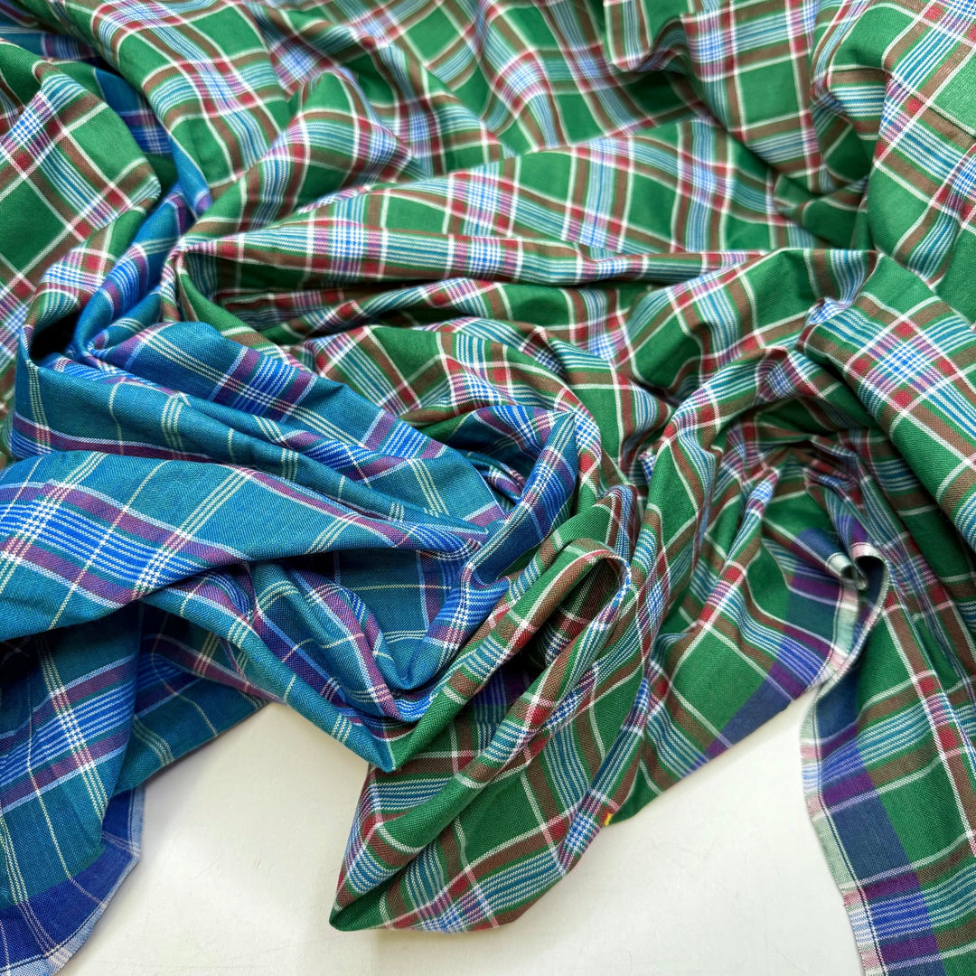 All According To Plaid - Polyester Blend Woven - Dark Green/Blue Plaid - 1.95M Bundle - True Deadstock fabric Fabric by private - Sustainable Textile | FABCYCLE