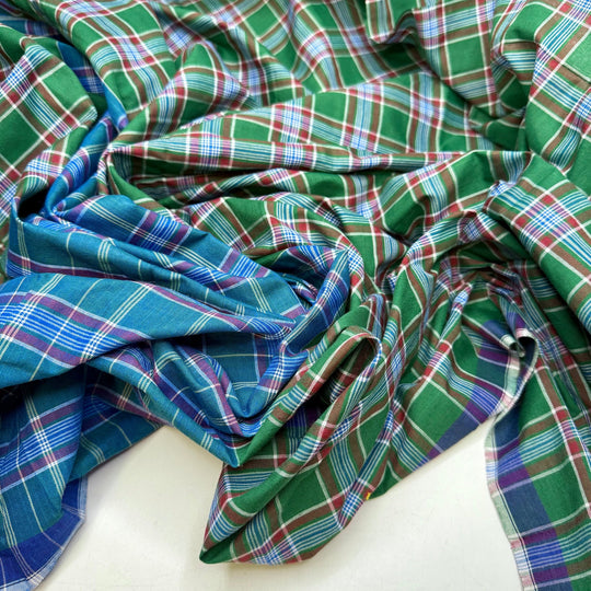 All According To Plaid - Polyester Blend Woven - Dark Green/Blue Plaid - 1.95M Bundle - True Deadstock fabric Fabric by private - Sustainable Textile | FABCYCLE