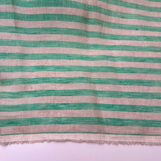 All Inclusive Resort - Linen Woven - Light Beige/Green Stripes - 2.6M Bundle - True Deadstock fabric Fabric by private - Sustainable Textile | FABCYCLE