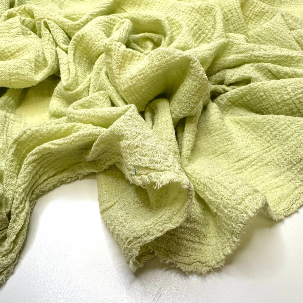 All Matching Appliances - Crinkle Gauze Cotton Woven - Light Light Avocado Green - 3.15M Bundle - True Deadstock fabric Fabric by private - Sustainable Textile | FABCYCLE