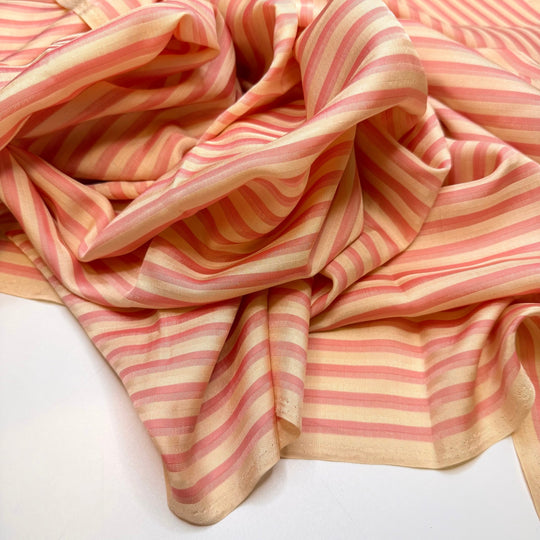 All My Microtrends Are Outdated - Polyester Blend Woven - Cream/Pink Stripes - 1.4M Bundle - True Deadstock fabric Fabric by private - Sustainable Textile | FABCYCLE