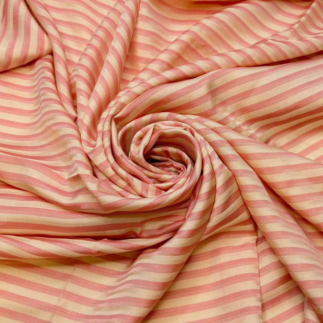 All My Microtrends Are Outdated - Polyester Blend Woven - Cream/Pink Stripes - 1.4M Bundle - True Deadstock fabric Fabric by private - Sustainable Textile | FABCYCLE