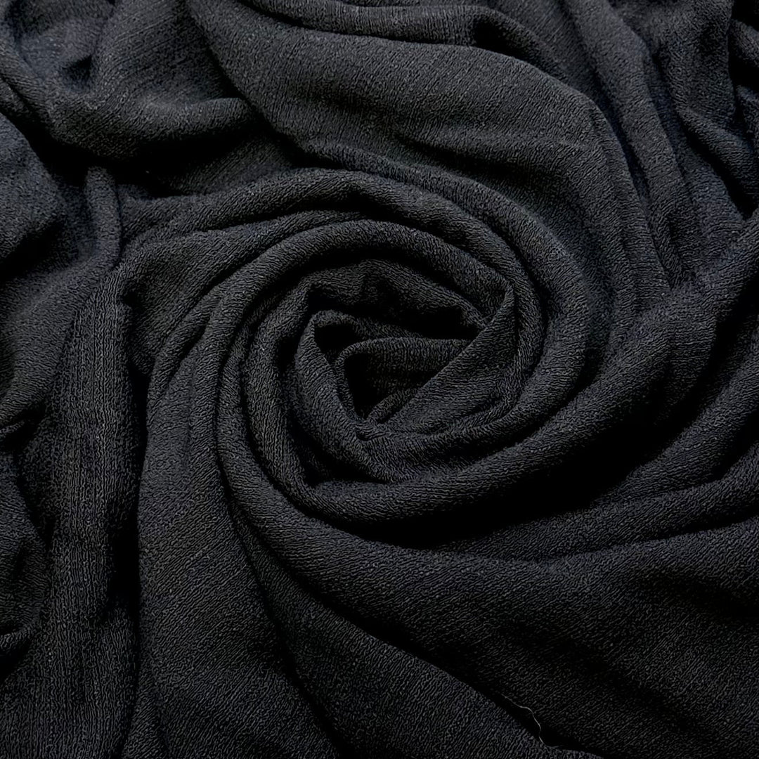 All The Texture - Polyester Blend Woven - Black - 3.25M Bundle - True Deadstock fabric Fabric by private - Sustainable Textile | FABCYCLE