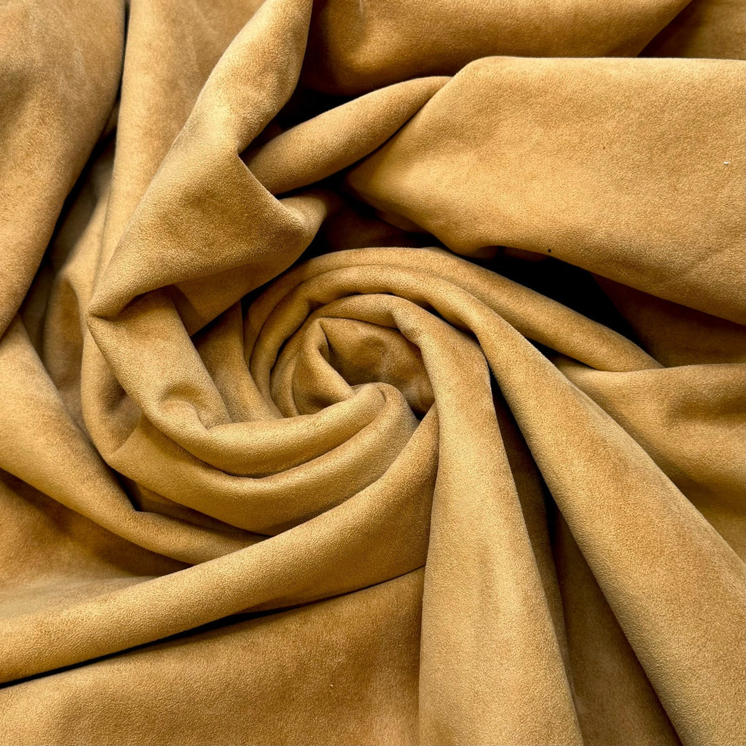 All Wrapped Up - Faux Suede Fleece Lined Polyester Blend Woven - Beige/Cream - 2M Bundle - True Deadstock fabric Fabric by private - Sustainable Textile | FABCYCLE
