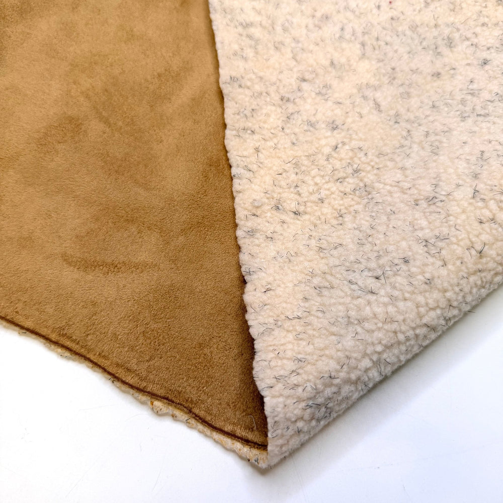 All Wrapped Up - Faux Suede Fleece Lined Polyester Blend Woven - Beige/Cream - 2M Bundle - True Deadstock fabric Fabric by private - Sustainable Textile | FABCYCLE