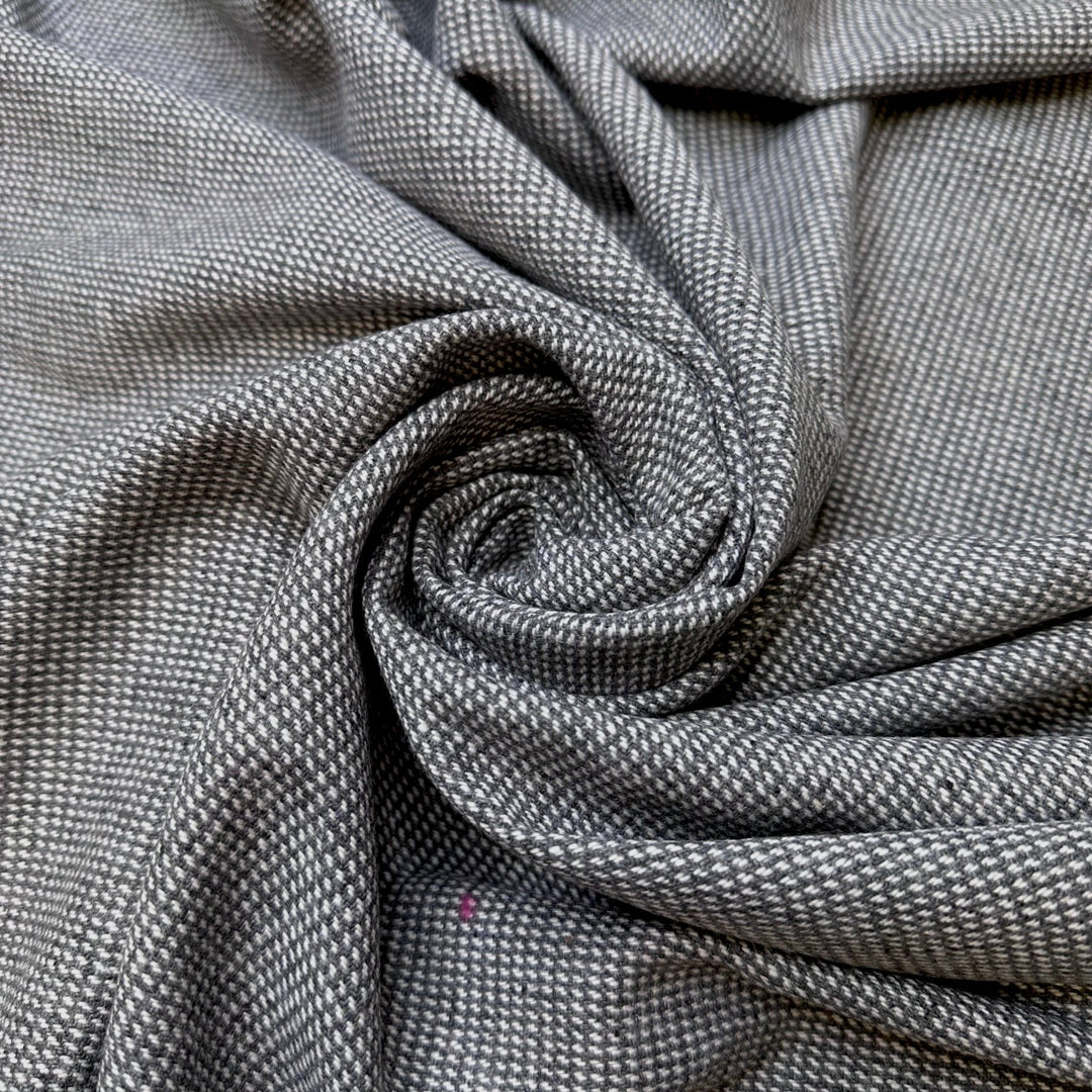 Always Finding A White Feather - Unbalanced Satin Wool Woven - Grey/White - 1.1M Bundle - True Deadstock fabric Fabric by private - Sustainable Textile | FABCYCLE