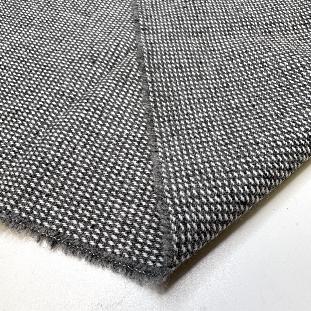 Always Finding A White Feather - Unbalanced Satin Wool Woven - Grey/White - 1.1M Bundle - True Deadstock fabric Fabric by private - Sustainable Textile | FABCYCLE