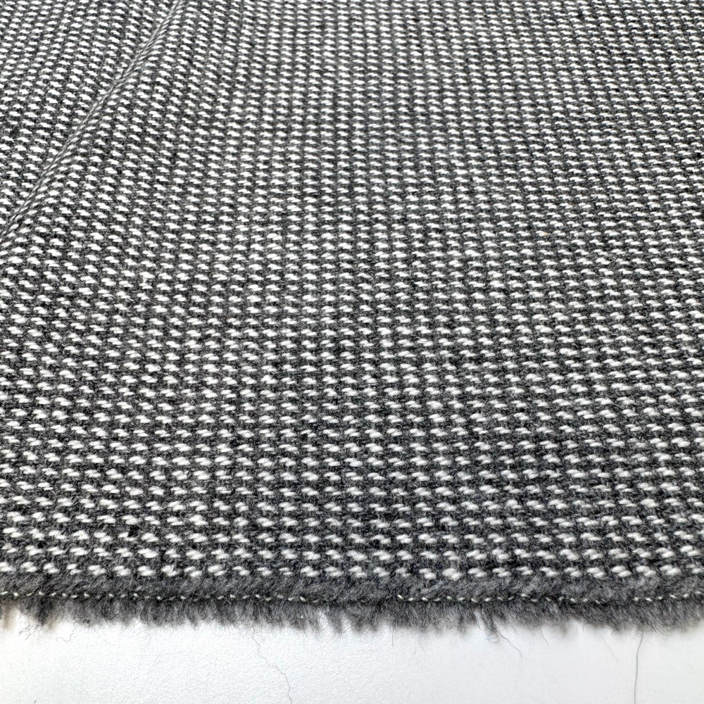 Always Finding A White Feather - Unbalanced Satin Wool Woven - Grey/White - 1.1M Bundle - True Deadstock fabric Fabric by private - Sustainable Textile | FABCYCLE
