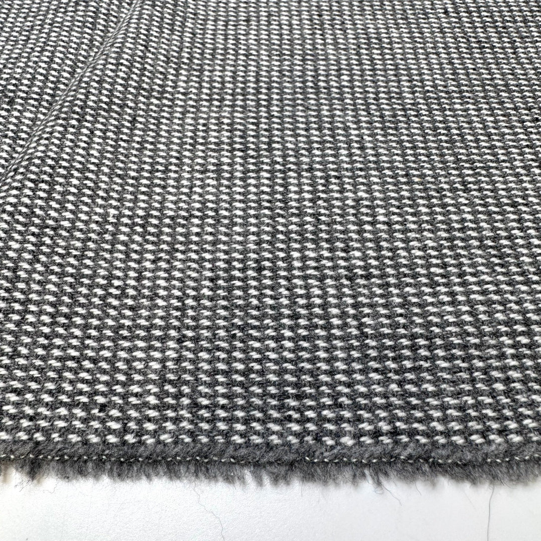 Always Finding A White Feather - Unbalanced Satin Wool Woven - Grey/White - 1.1M Bundle - True Deadstock fabric Fabric by private - Sustainable Textile | FABCYCLE