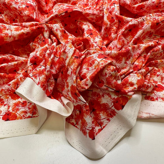 Always Remember - Cotton Woven - White/Red Floral - 1.75M Bundle - True Deadstock fabric Fabric by private - Sustainable Textile | FABCYCLE