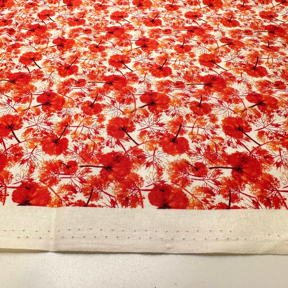 Always Remember - Cotton Woven - White/Red Floral - 1.75M Bundle - True Deadstock fabric Fabric by private - Sustainable Textile | FABCYCLE