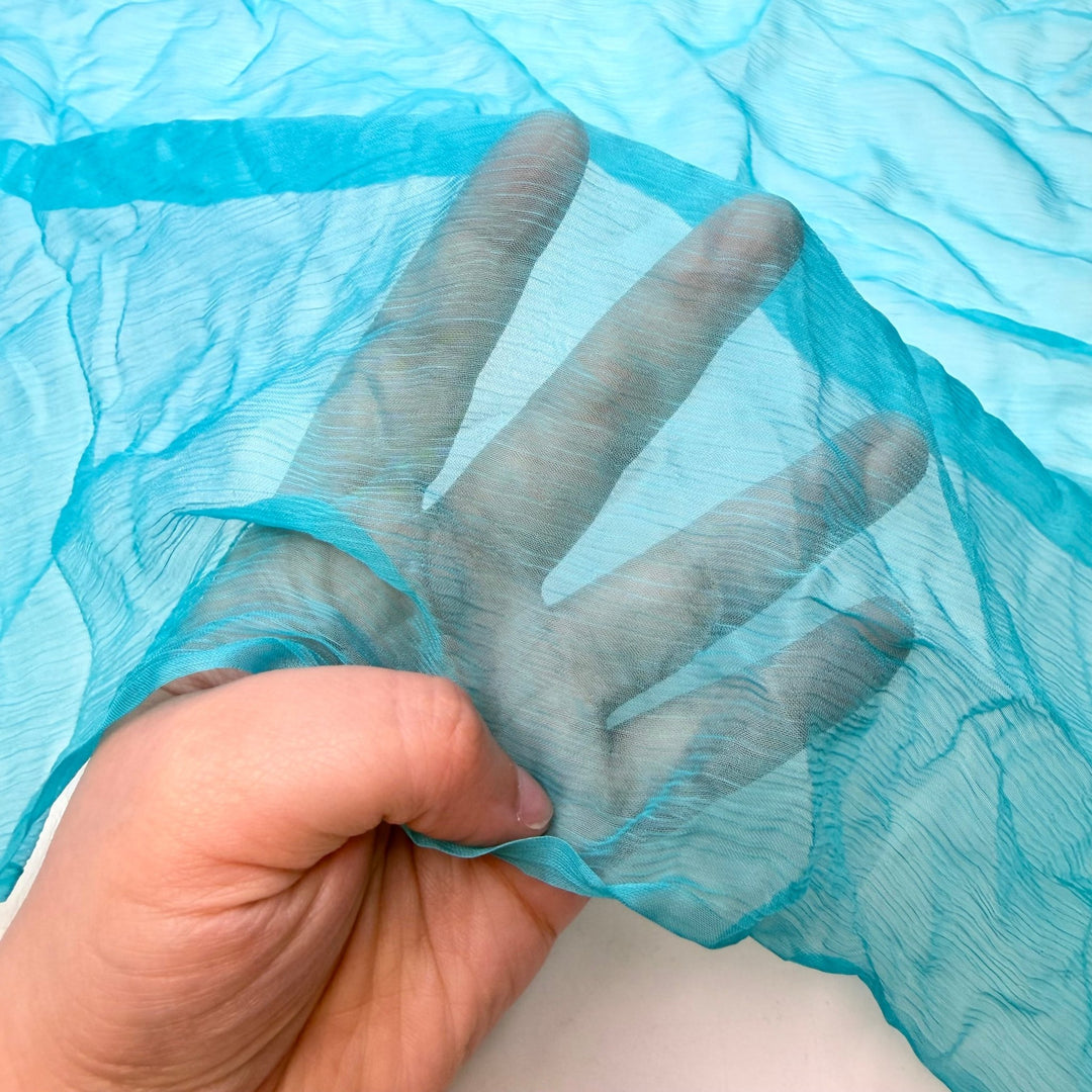 Amazonite - Crinkle Duppata Rayon Woven - Light Blue - 1.9M Bundle - True Deadstock fabric Fabric by private - Sustainable Textile | FABCYCLE