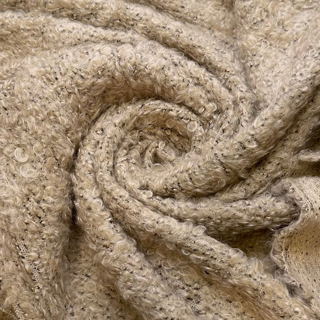 Animal Friendly - Like Faux Wool Large Loop Terry Acrylic Knit - Light Beige - Bundles - True Deadstock fabric Fabric by private - Sustainable Textile | FABCYCLE