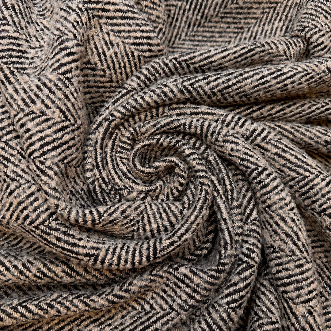Animal Tracks - Poly Woven - Beige/Black Geometric - 1.95M Bundle - True Deadstock fabric Fabric by private - Sustainable Textile | FABCYCLE