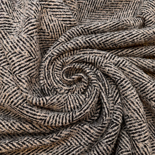 Animal Tracks - Poly Woven - Beige/Black Geometric - 1.95M Bundle - True Deadstock fabric Fabric by private - Sustainable Textile | FABCYCLE