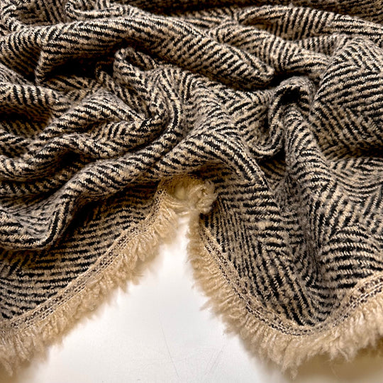 Animal Tracks - Poly Woven - Beige/Black Geometric - 1.95M Bundle - True Deadstock fabric Fabric by private - Sustainable Textile | FABCYCLE