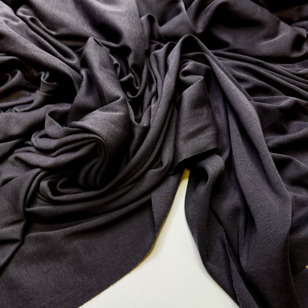 Antarctic Ozone Hole Shrunk - Copper Infused Rib Knit Cotton/Poly Knit - Dark Grey - 1.2M Bundle - True Deadstock fabric Fabric by private - Sustainable Textile | FABCYCLE