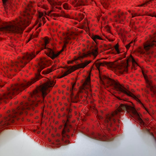 Apple Seeds - Polyester Blend Woven - Red/Black Paisley - 3.95M Bundle - True Deadstock fabric Fabric by private - Sustainable Textile | FABCYCLE