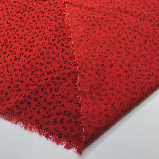 Apple Seeds - Polyester Blend Woven - Red/Black Paisley - 3.95M Bundle - True Deadstock fabric Fabric by private - Sustainable Textile | FABCYCLE
