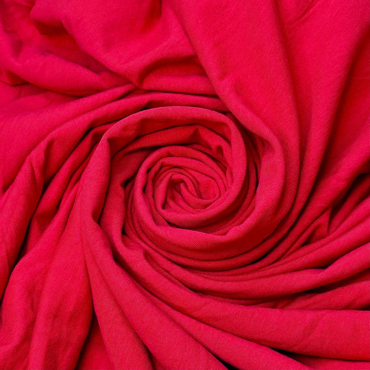 Appleseeds Grow Into Trees - Jersey Fleece Bamboo Blend Knit - Red - 1.4M Bundle - True Deadstock fabric Fabric by private - Sustainable Textile | FABCYCLE