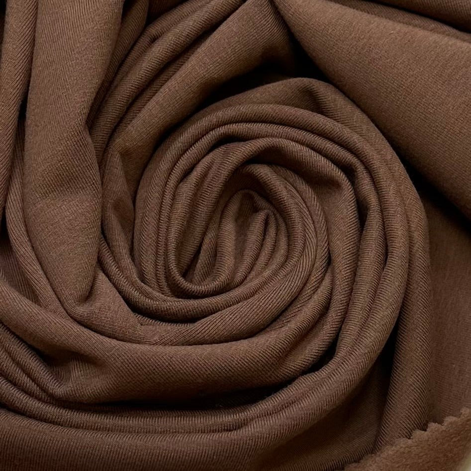 Appreciating A Shady Tree - Jersey Fleece Cotton/Bamboo Knit - Light Brown - 0.6M Bundle - True Deadstock fabric Fabric by private - Sustainable Textile | FABCYCLE