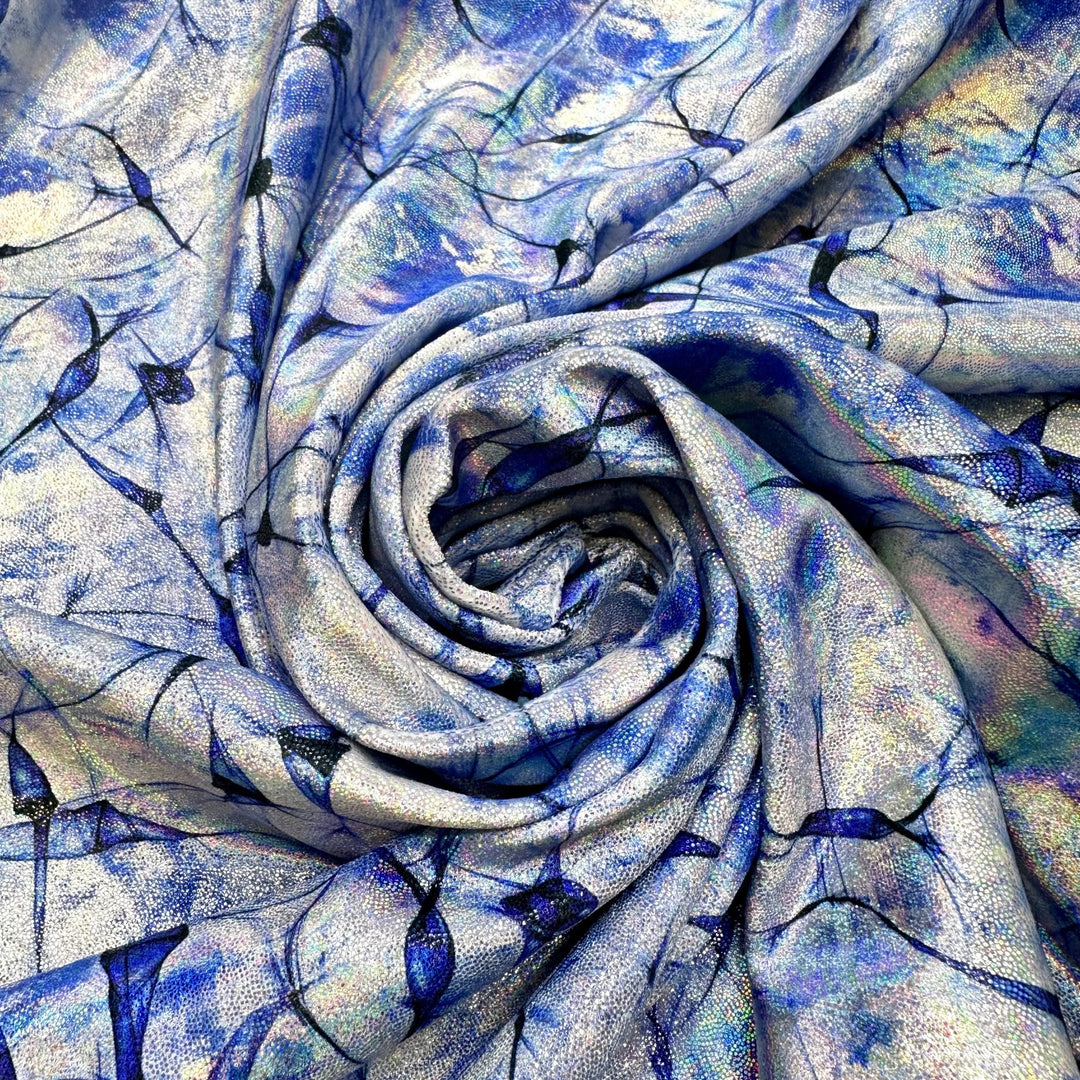 Aquatic Centre - Lycra Poly/Spandex Knit - Blue Abstract - 0.75M Bundle - True Deadstock fabric Fabric by private - Sustainable Textile | FABCYCLE