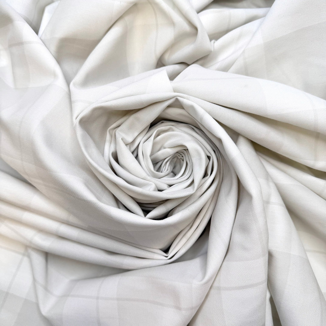 Art More Than Science - Twill Weave Cotton Blend Woven - Light White/Grey Plaid - Bundles - True Deadstock fabric Fabric by private - Sustainable Textile | FABCYCLE