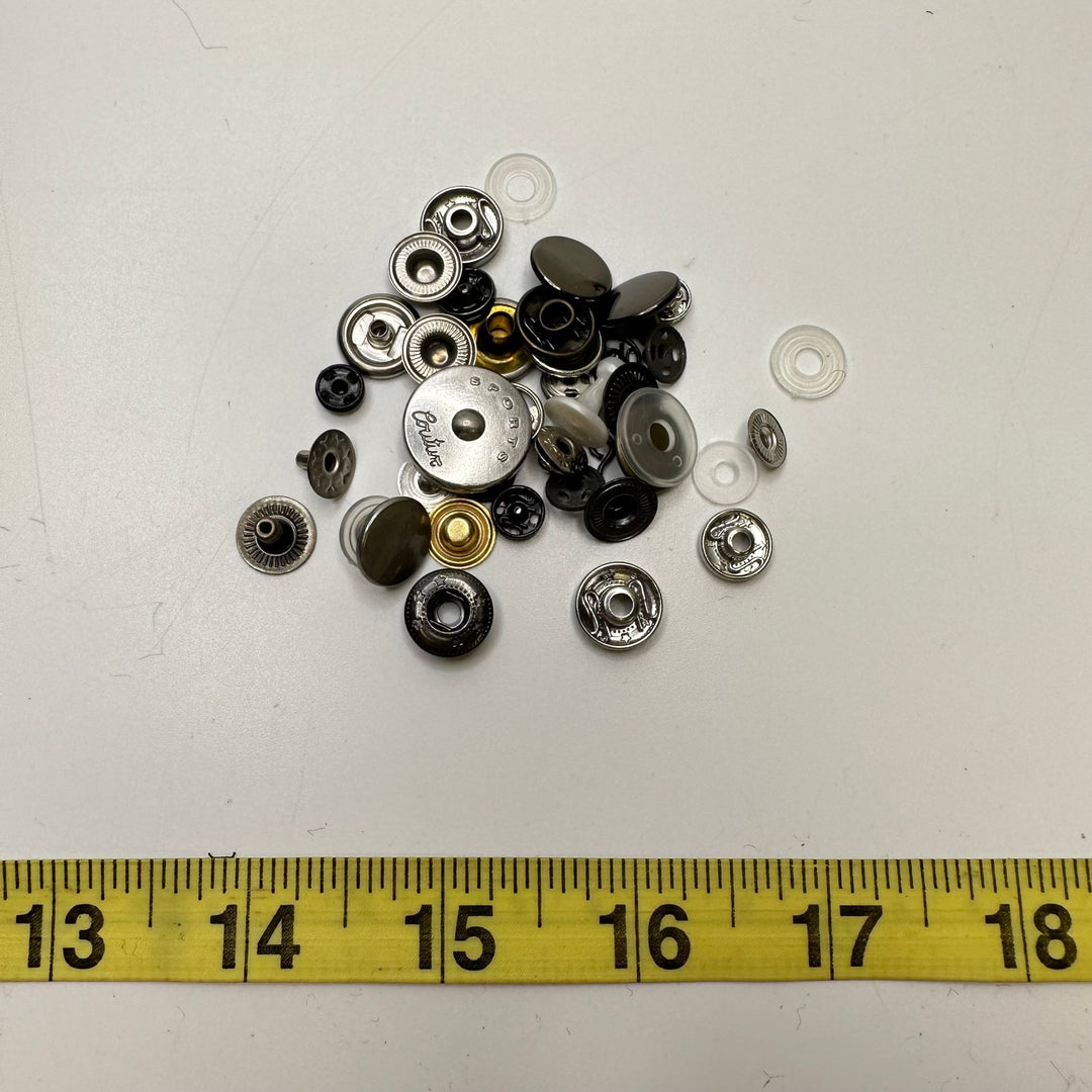 Assorted Metal Snap Pieces - Silver Multi - Individual - True Deadstock supplies Fabric by private - Sustainable Textile | FABCYCLE