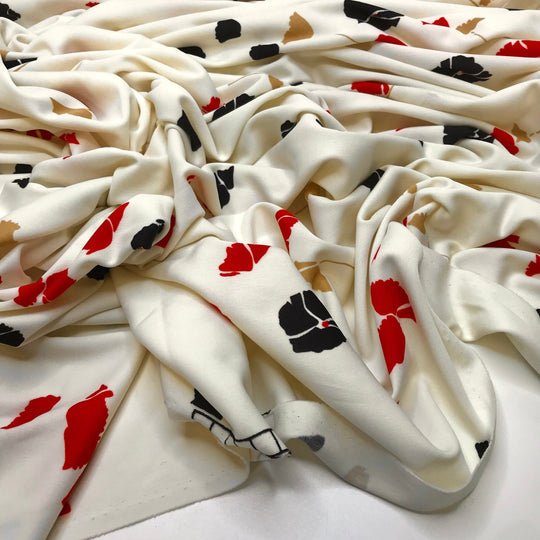 Atari - Polyester Blend Knit - Cream Multi Floral - 2.25M Bundle - True Deadstock fabric Fabric by private - Sustainable Textile | FABCYCLE