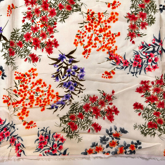Attracting The Birds - Rayon Woven - White Multi Floral - Bundles - True Deadstock fabric Fabric by private - Sustainable Textile | FABCYCLE
