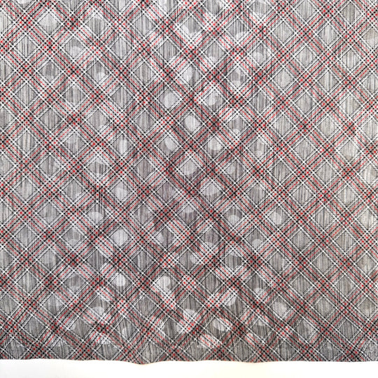 Avengers Assemble - Polyester Blend Woven - Grey/Red Plaid - 3M Bundle - True Deadstock fabric Fabric by private - Sustainable Textile | FABCYCLE