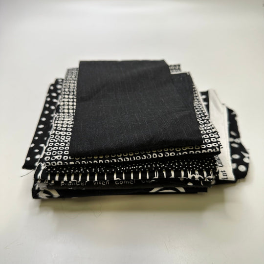 B &amp; W Quilt Pack - Cotton Blend Woven - Black/White Polka Dots - Squares Pack - True Deadstock fabric Fabric by private - Sustainable Textile | FABCYCLE