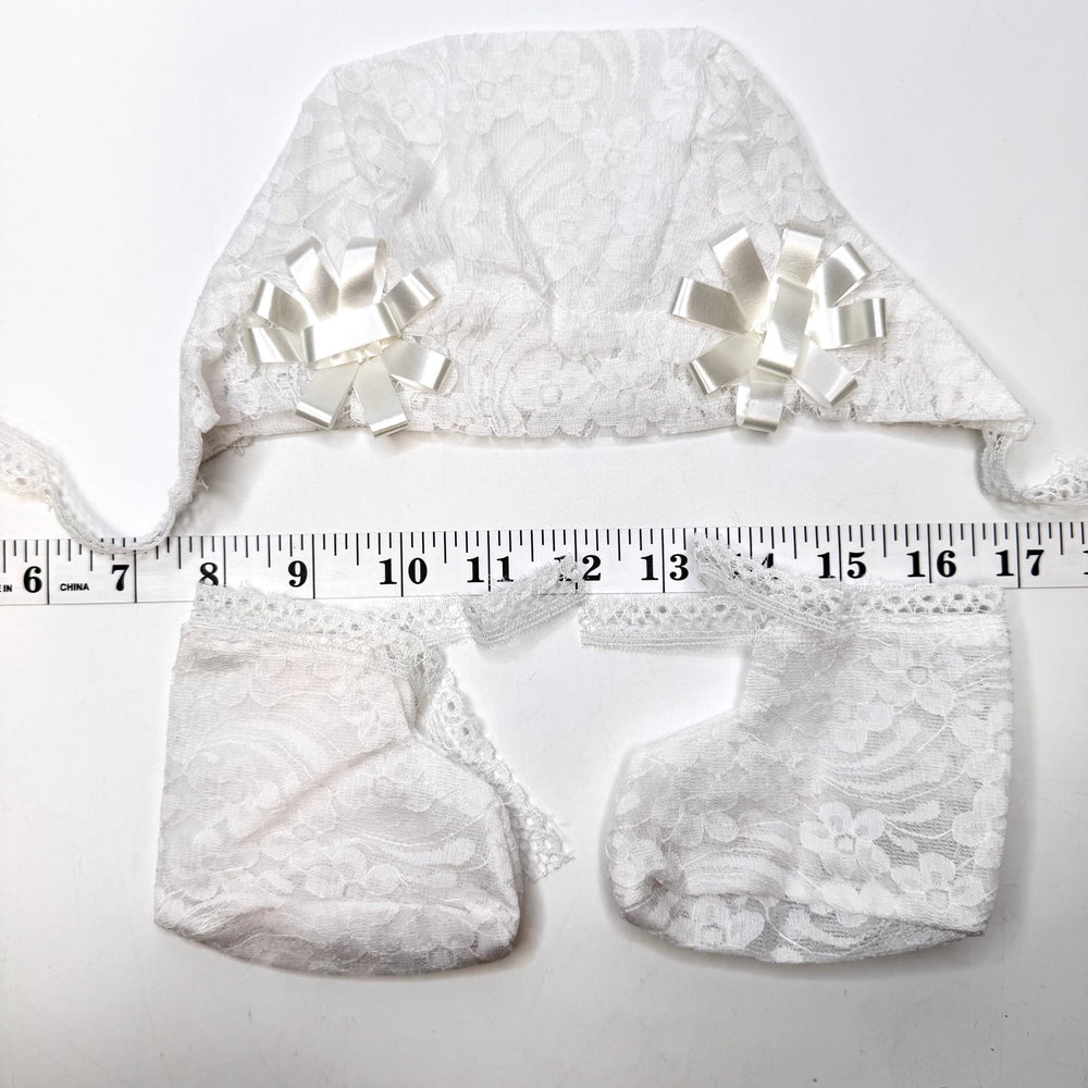 Baby Bonnet And Booties Clothing - White - 3 Pack - True Deadstock supplies Fabric by private - Sustainable Textile | FABCYCLE