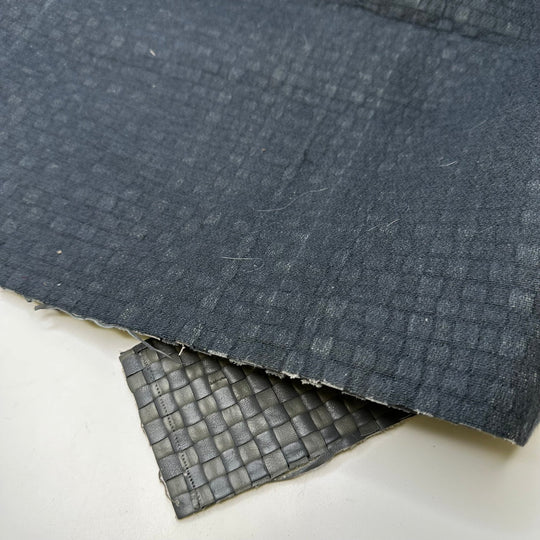 Basket Bag - Woven Together Leather/Poly Woven - Grey Basket Weave - 3 pack - True Deadstock fabric Fabric by private - Sustainable Textile | FABCYCLE