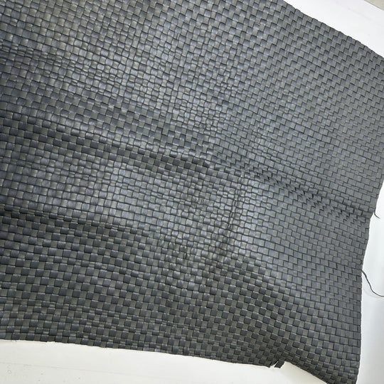 Basket Bag - Woven Together Leather/Poly Woven - Grey Basket Weave - 3 pack - True Deadstock fabric Fabric by private - Sustainable Textile | FABCYCLE