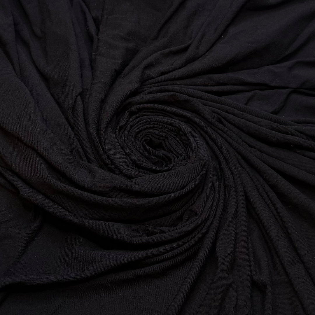 Basketful Of Nature - Jersey Wool Blend Knit - Black - 1.9M Bundle - True Deadstock fabric Fabric by private - Sustainable Textile | FABCYCLE