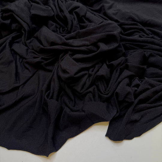 Basketful Of Nature - Jersey Wool Blend Knit - Black - 1.9M Bundle - True Deadstock fabric Fabric by private - Sustainable Textile | FABCYCLE