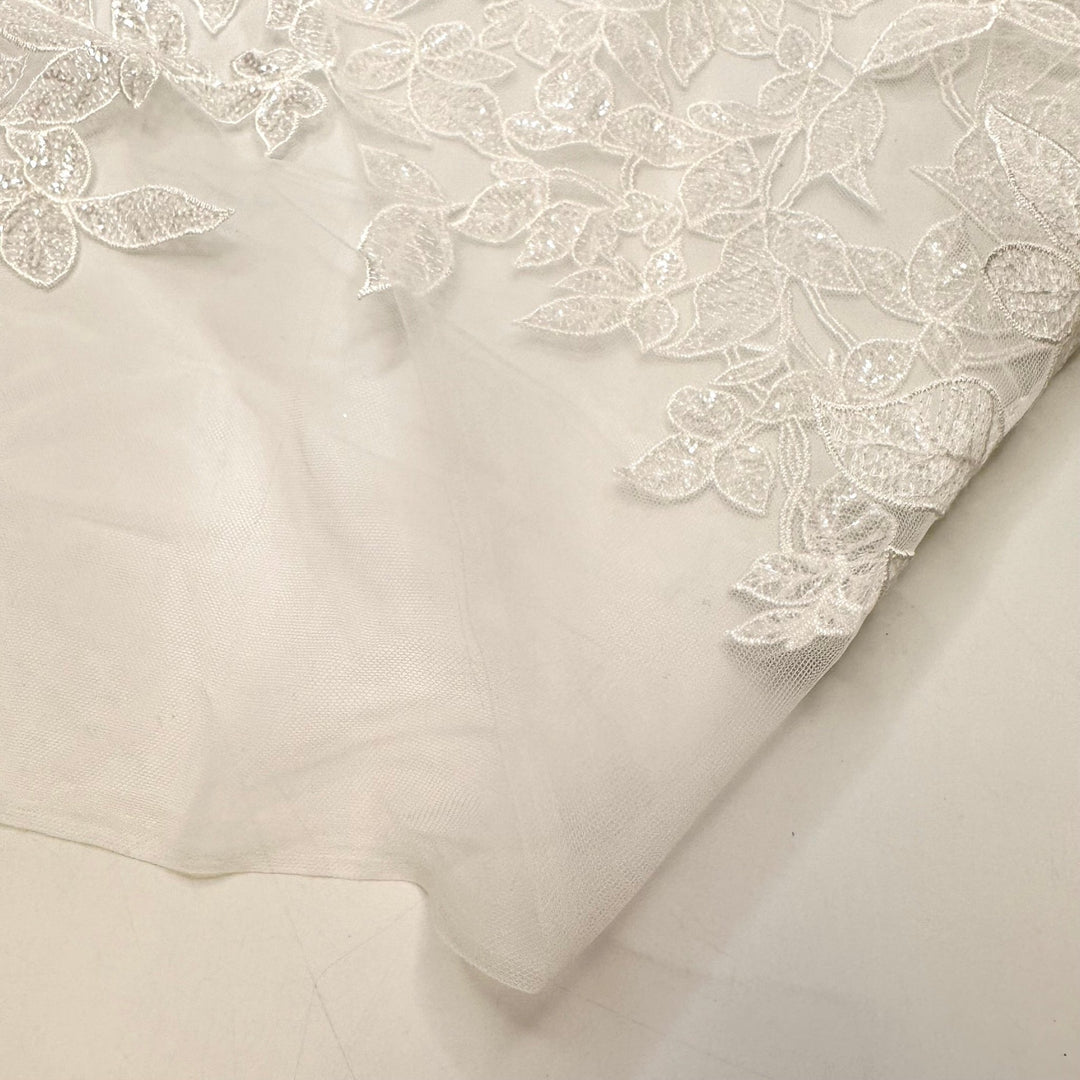 Basking In The Sun - Sequins Lace Polyester Blend Knit - White Floral - 1.5M Bundle - True Deadstock fabric Fabric by private - Sustainable Textile | FABCYCLE
