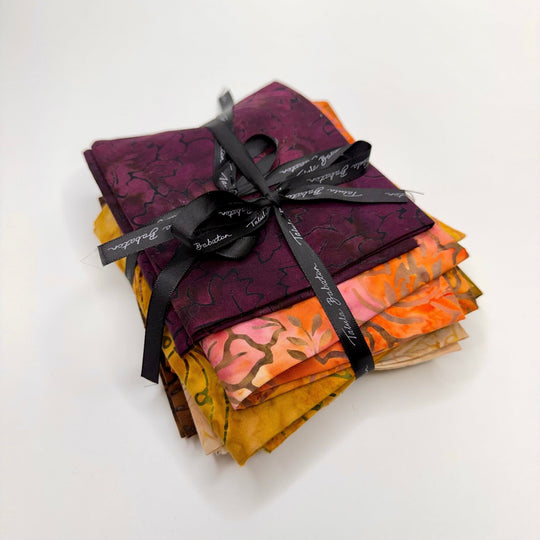Batik 10 Pack - Batik Cotton Woven - Brown/Purple Abstract - True Deadstock fabric Fabric by private - Sustainable Textile | FABCYCLE
