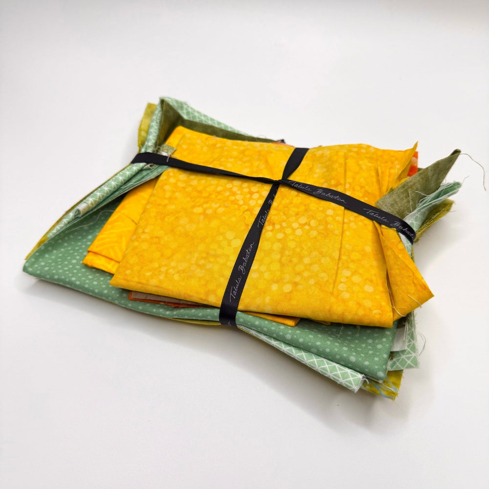 Batik And Quilting 10 Pack - Batik Cotton Woven - Yellow/Green Abstract - True Deadstock fabric Fabric by private - Sustainable Textile | FABCYCLE