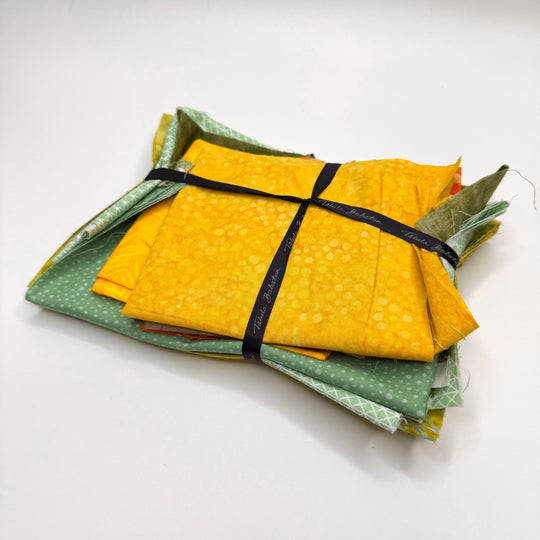 Batik And Quilting 10 Pack - Batik Cotton Woven - Yellow/Green Abstract - True Deadstock fabric Fabric by private - Sustainable Textile | FABCYCLE
