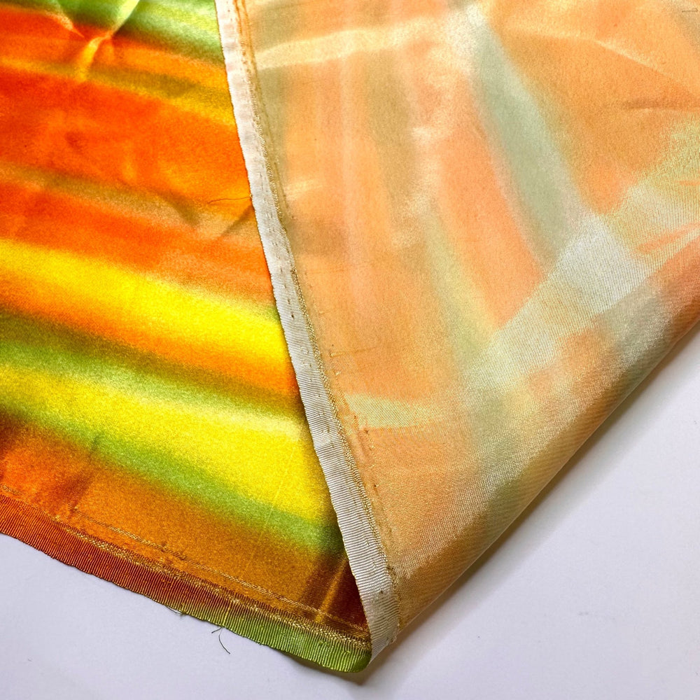 Be Bold Be Different - Satin Poly Woven - Orange/Yellow Wavy Abstract - 1.95M Bundle - True Deadstock fabric Fabric by private - Sustainable Textile | FABCYCLE