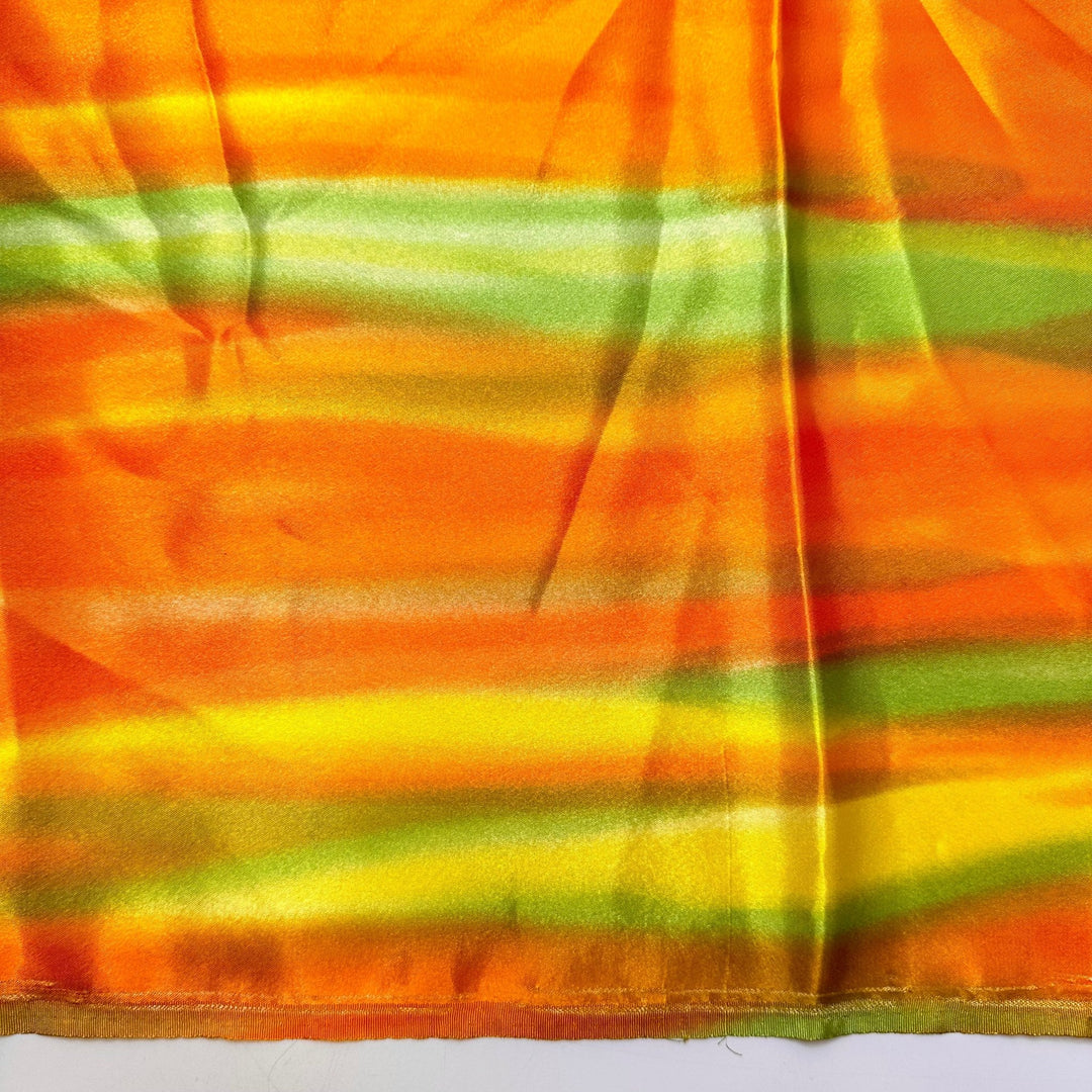 Be Bold Be Different - Satin Poly Woven - Orange/Yellow Wavy Abstract - 1.95M Bundle - True Deadstock fabric Fabric by private - Sustainable Textile | FABCYCLE