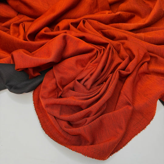 Be Still My Knitting Heart - Double Cloth Knit Polyester Blend - Dark Orange/Black - 1.2M Bundle - True Deadstock fabric Fabric by private - Sustainable Textile | FABCYCLE